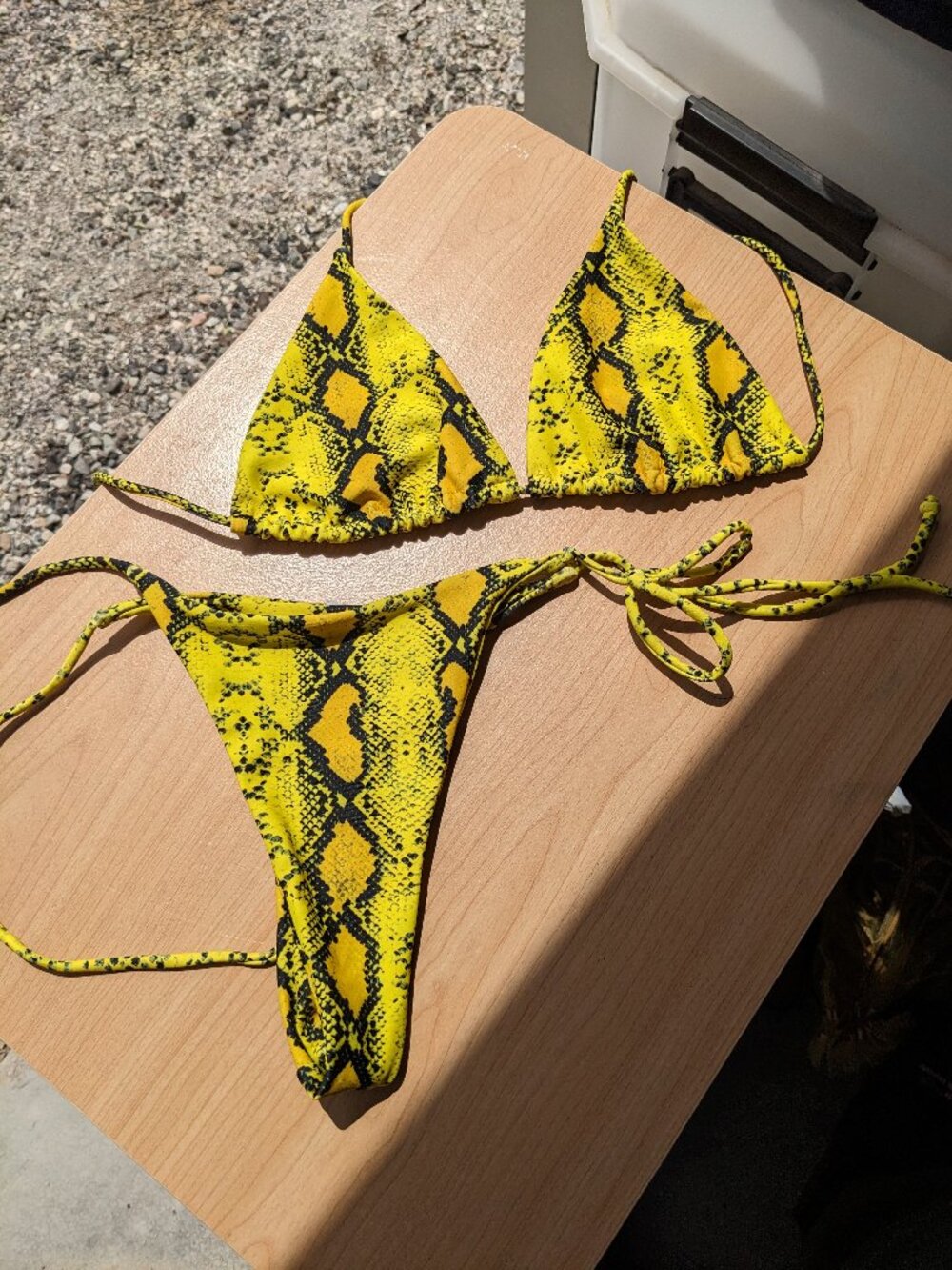 Yellow Snakeskin String Bikini Sz M **Fundraiser Item**
